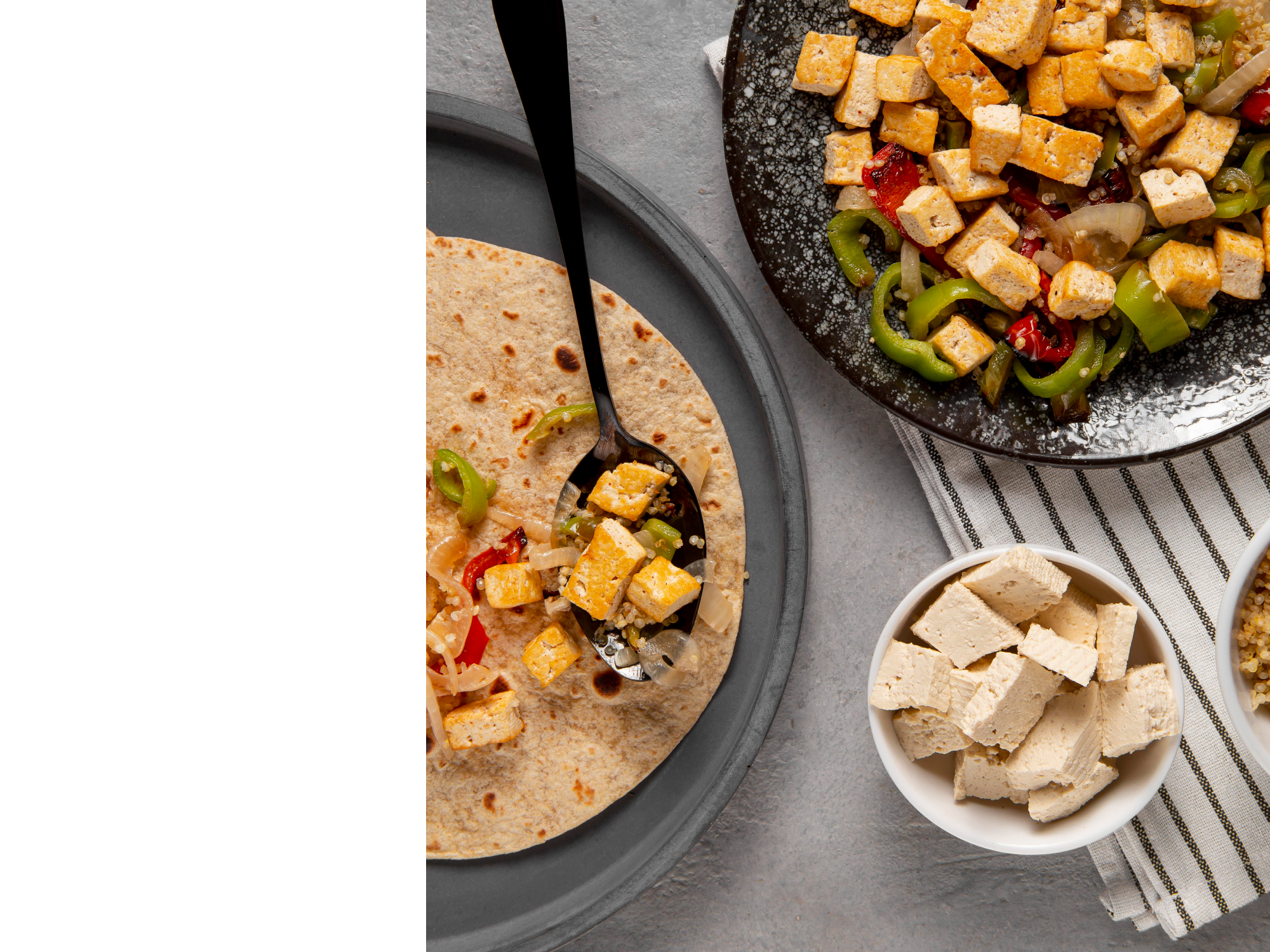 Bastoncitos de tofu con puré de calabaza asada