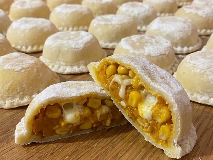 Sorrentinos de calabaza, choclo & muzza