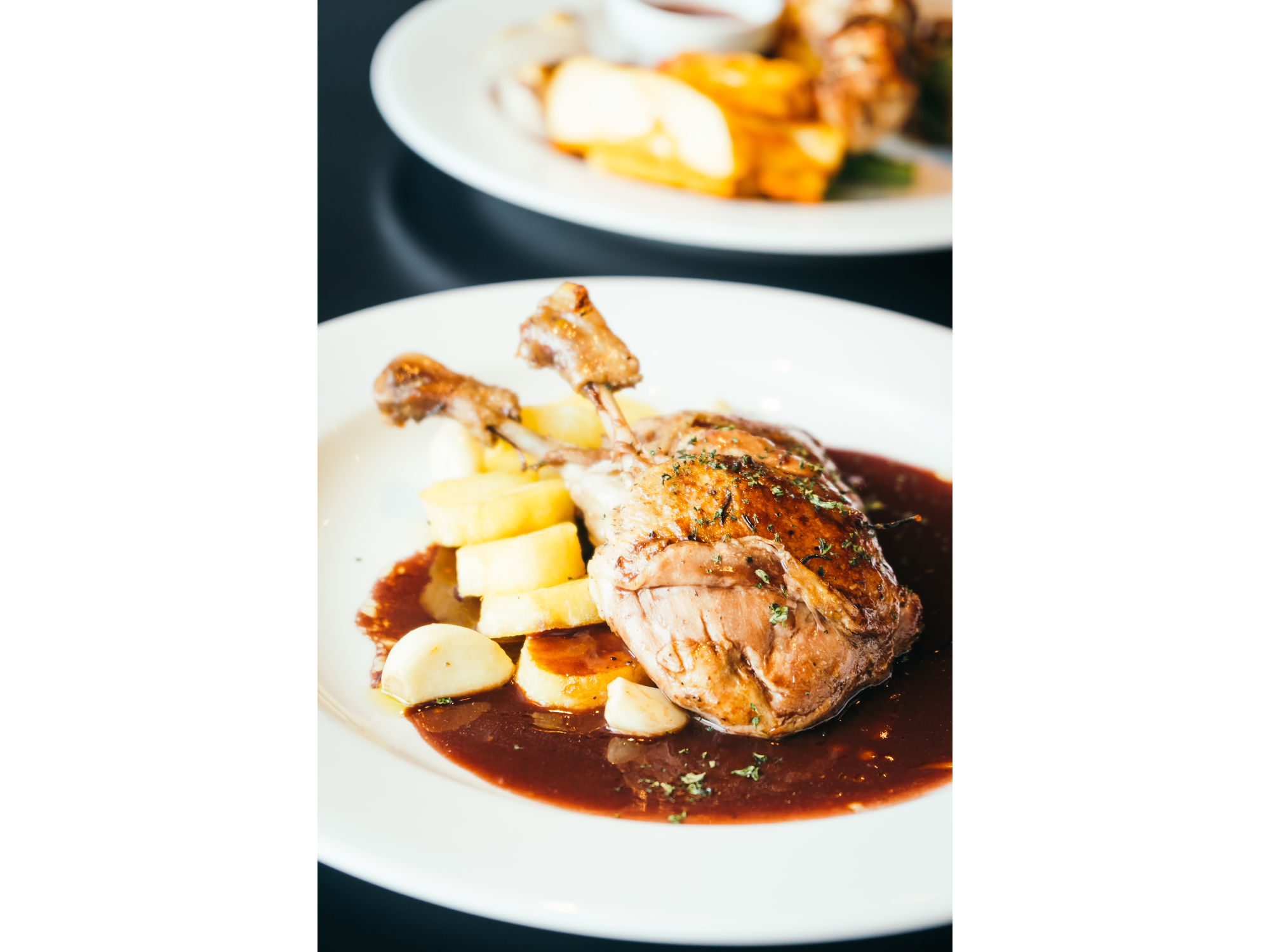 Pollo al disco con guarnición