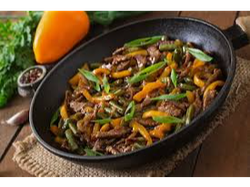 Wok de cuadril con puré de calabaza