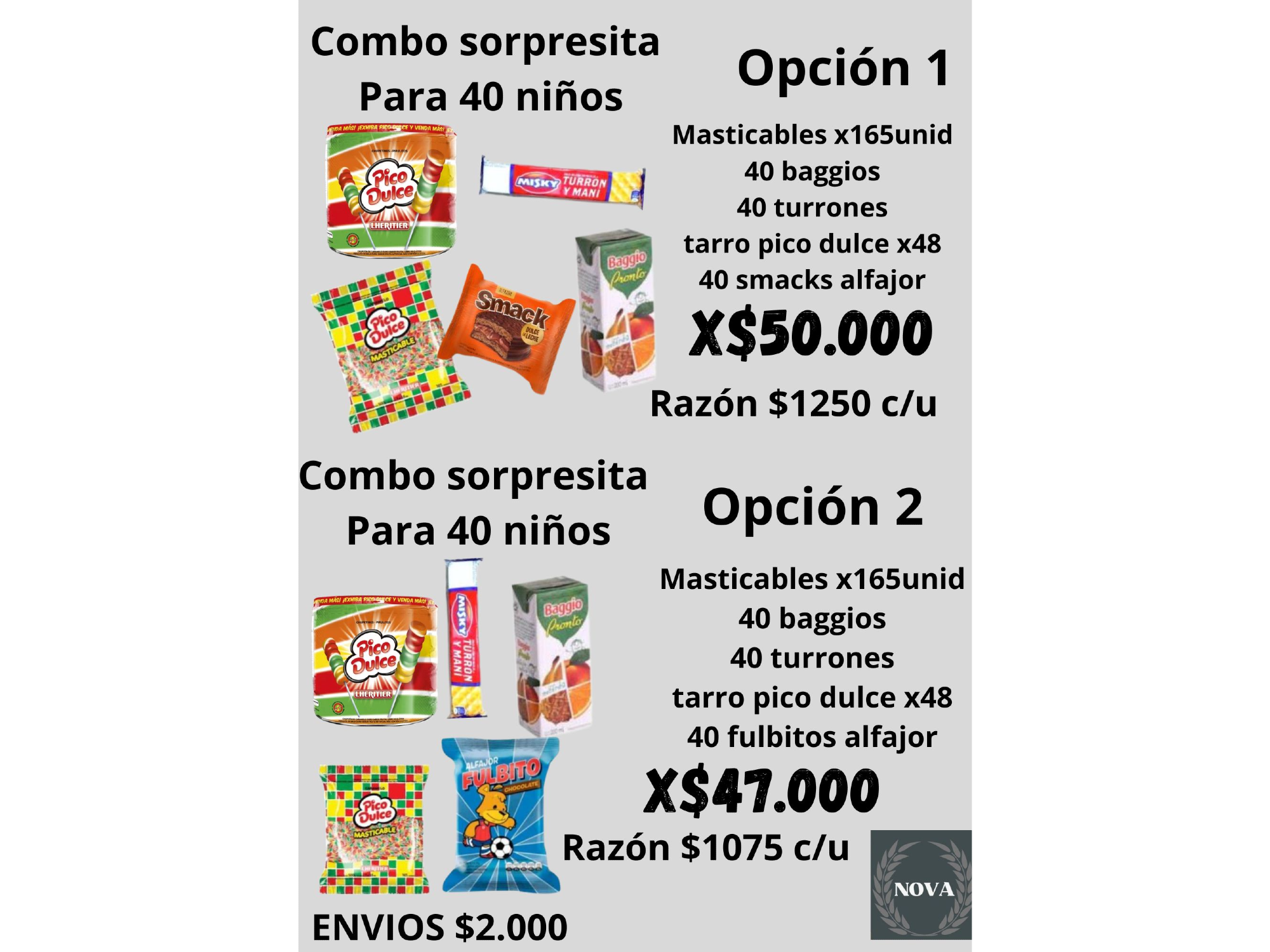 Combo p/40  sorpresitas