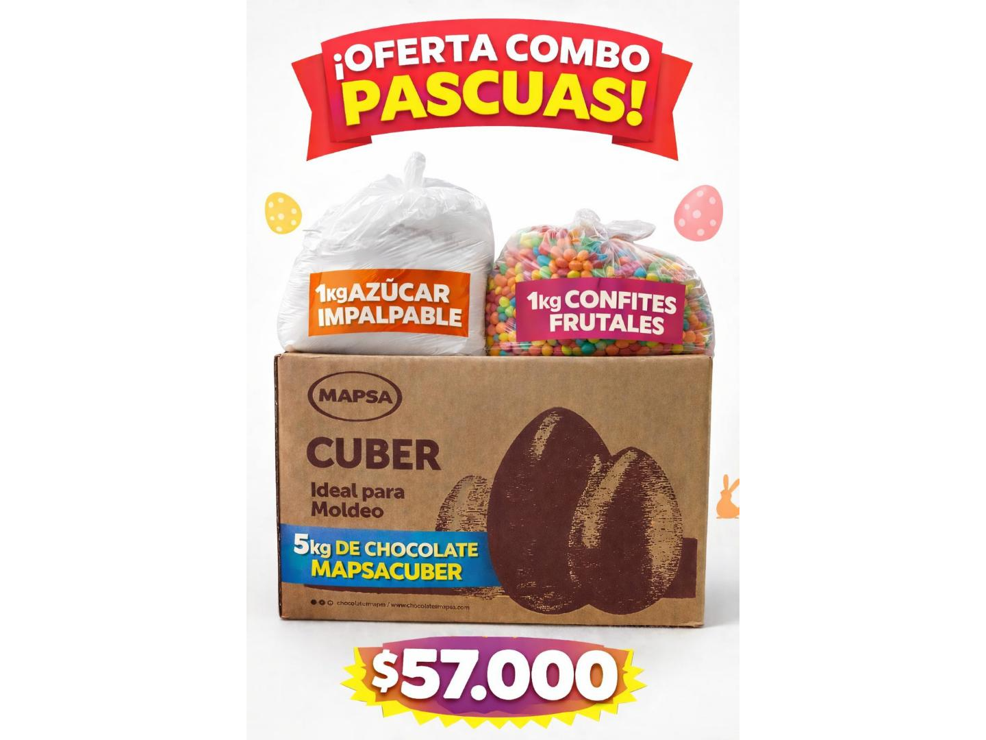 combo pascua 5kg mapsacuber 1kg azucar impalpable 1kg confites frutales