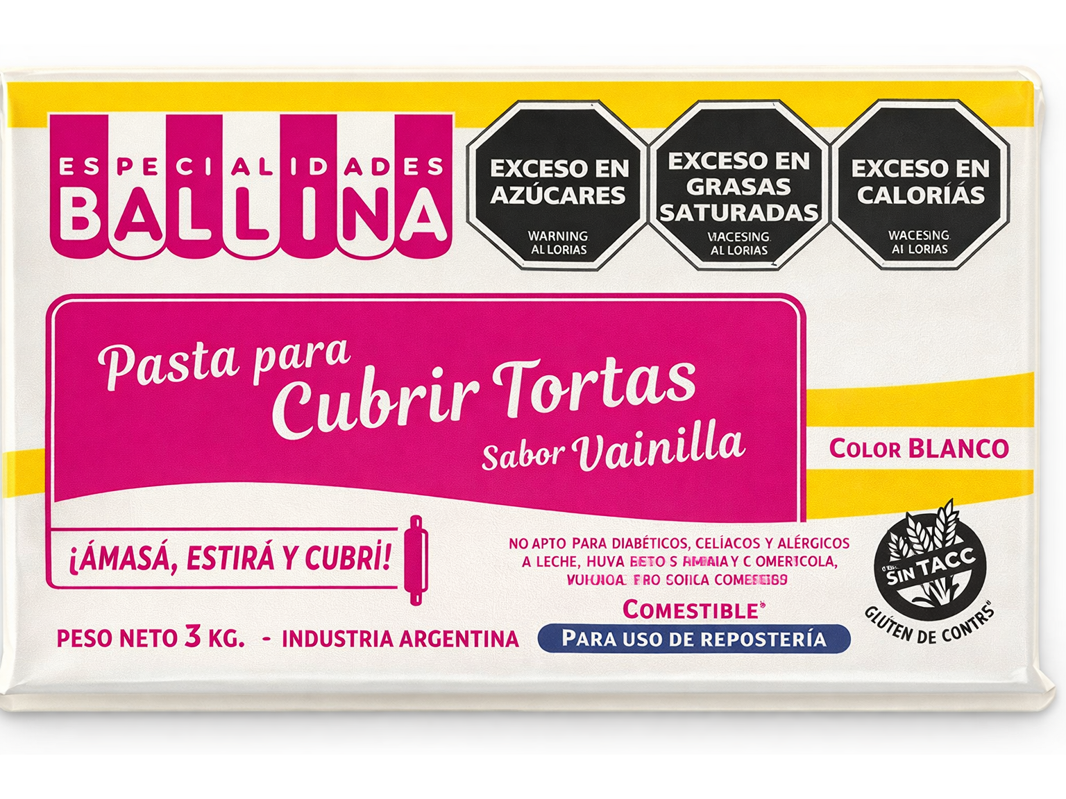 PASTA CUBRETORTA BLANCA x 3kg VAINILLA BALLINA