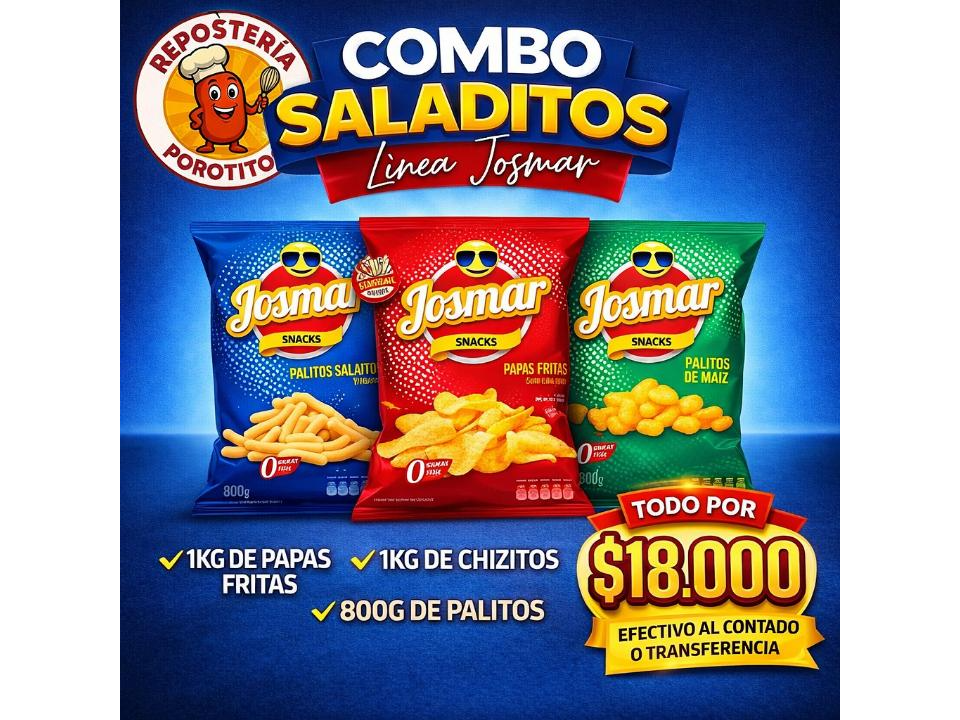 combo saladito 1kg papas frita/1kg chizito/800g palito