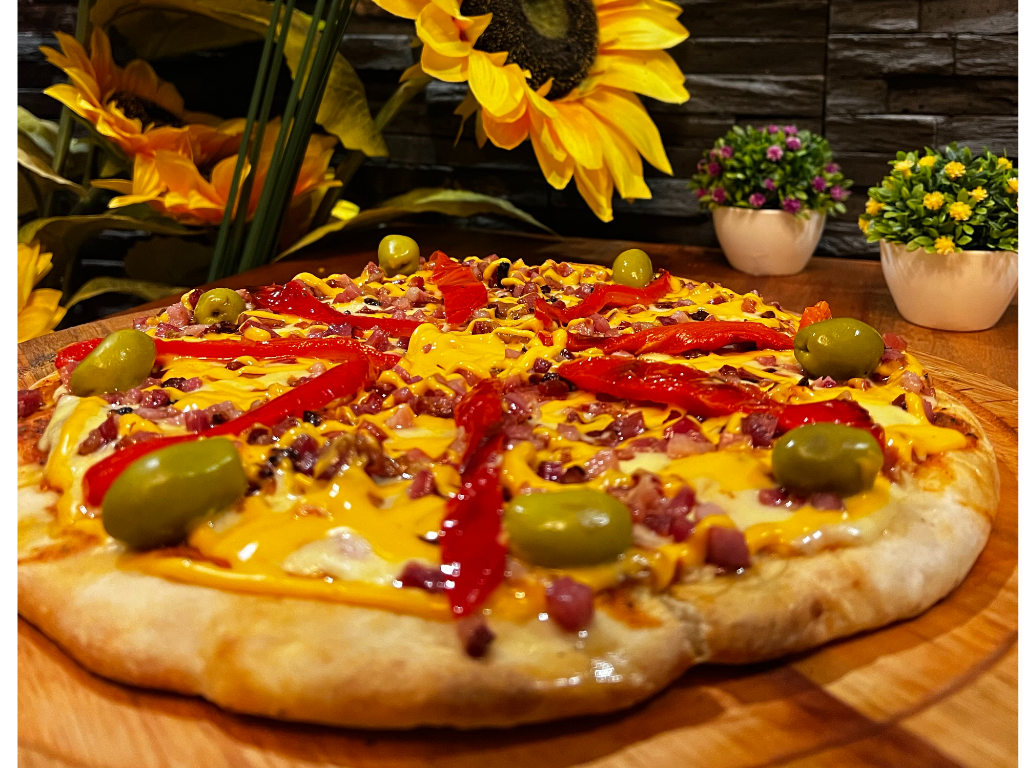 PIZZA CHEDDAR Y BACCON