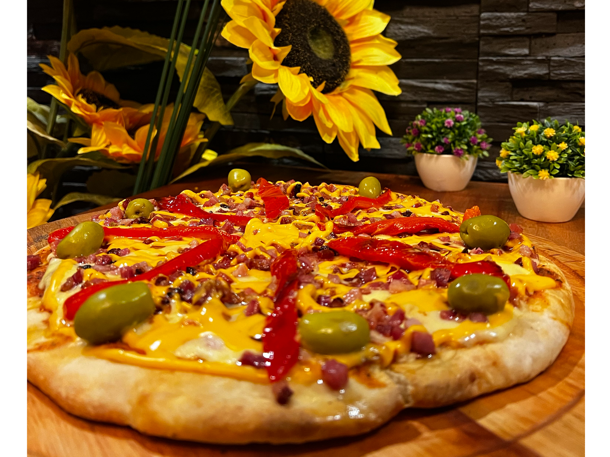 PIZZA CHEDDAR Y BACCON