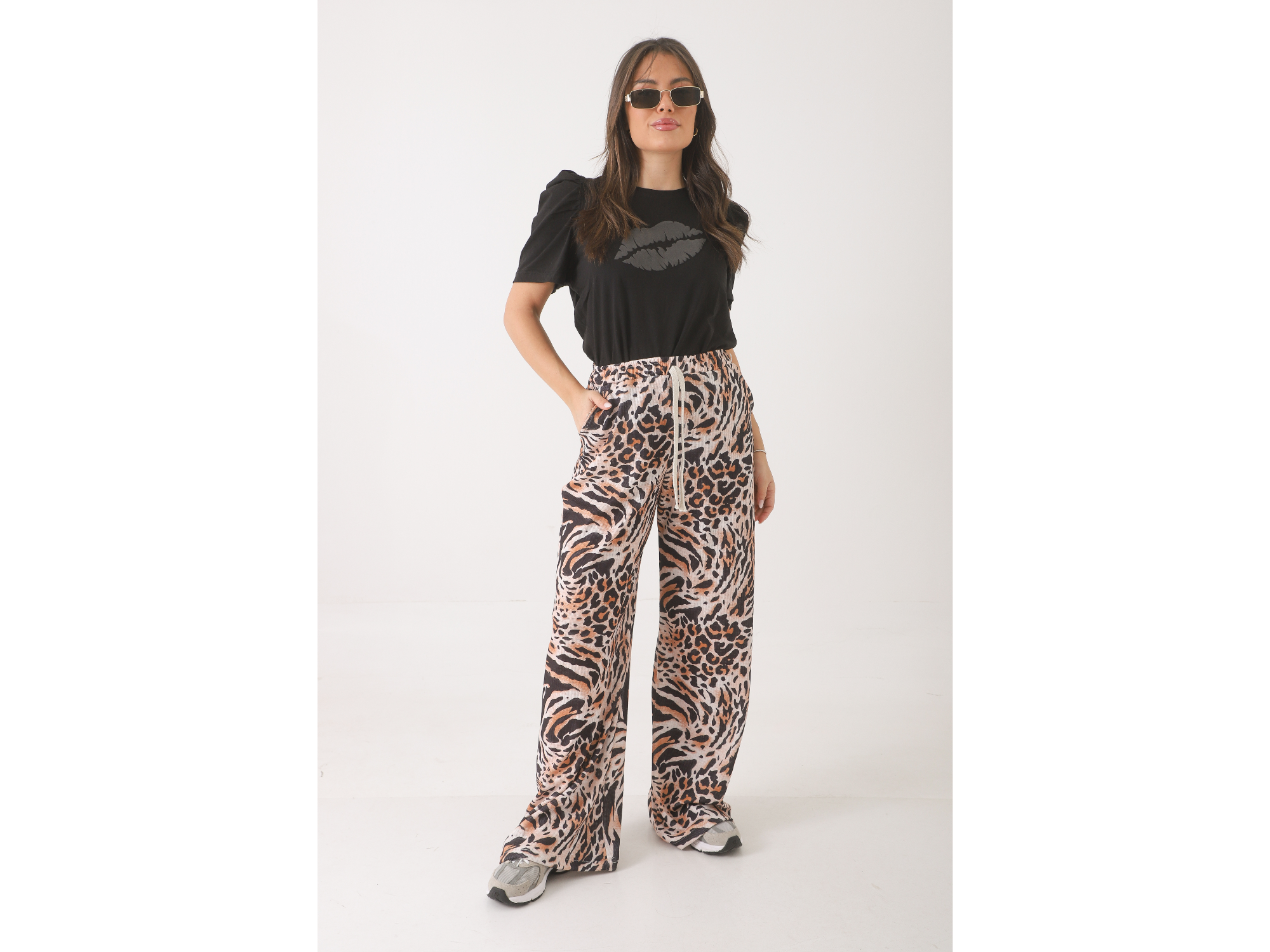 Palazzo waffle estampado Art 600122