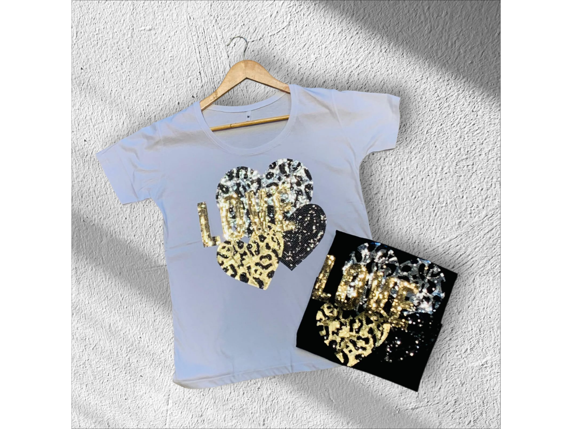 Remera bordada love corazon