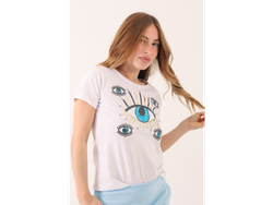 Remera bordada ojo celeste