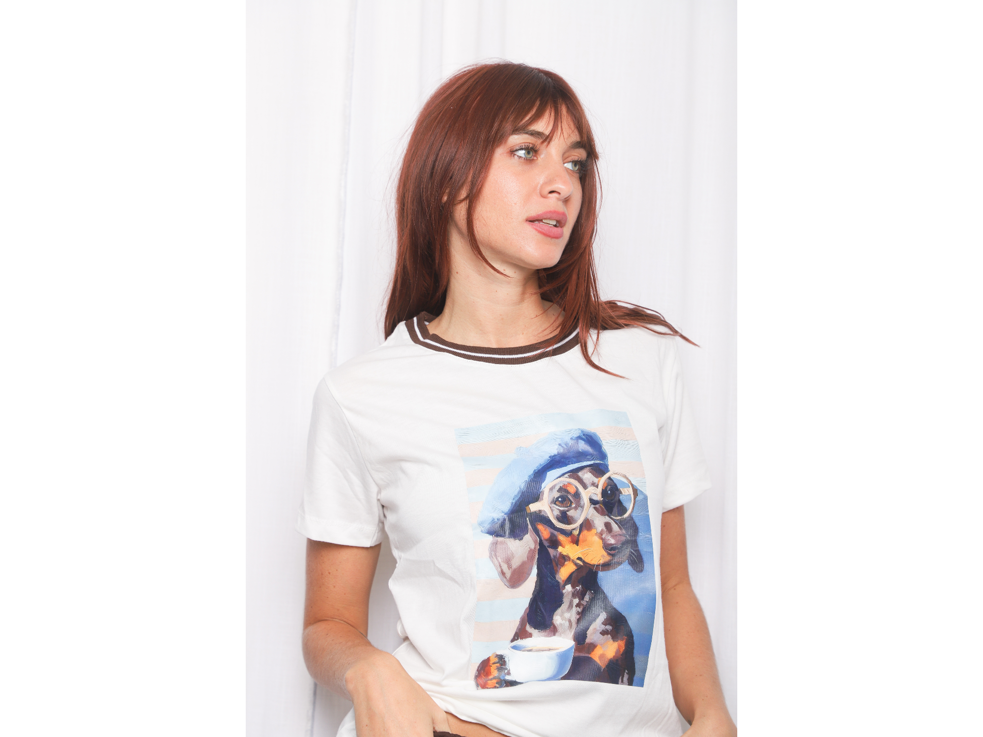 Remera perro cuello tejido