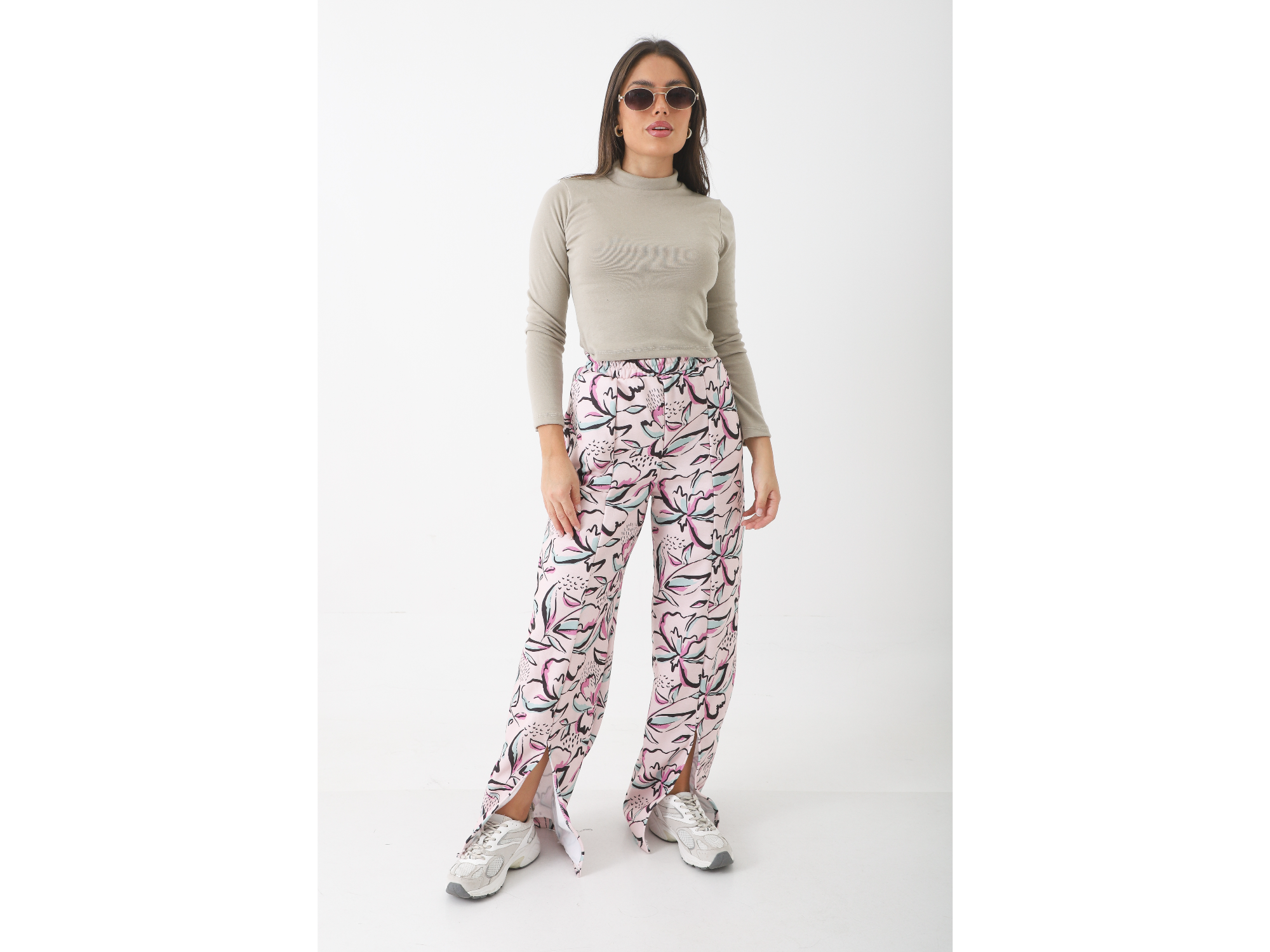Palazzo frisa estampado con tajo Art 600128