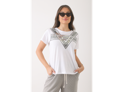 Remera bordada frente plateado