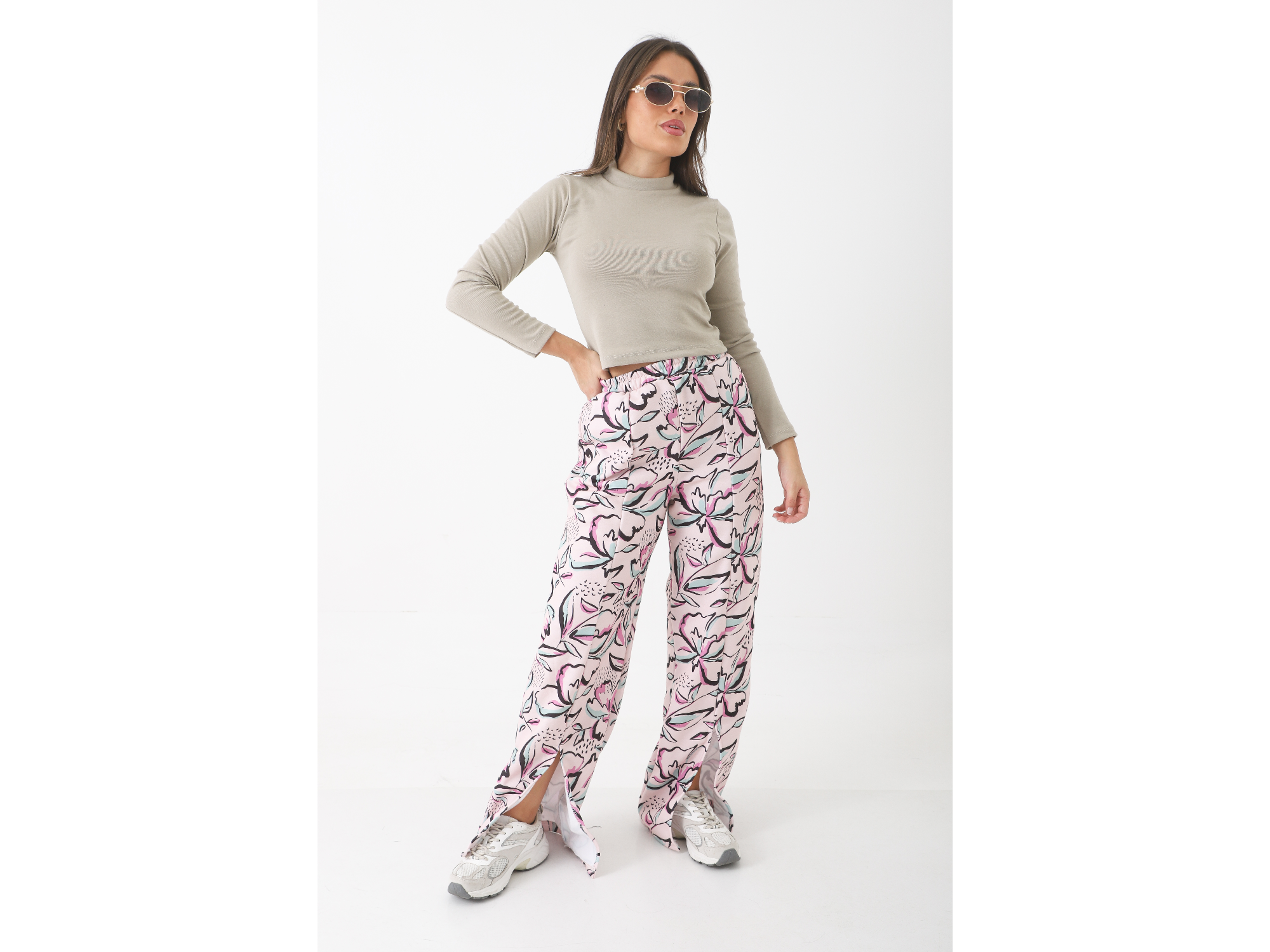 Palazzo frisa estampado con tajo Art 600128