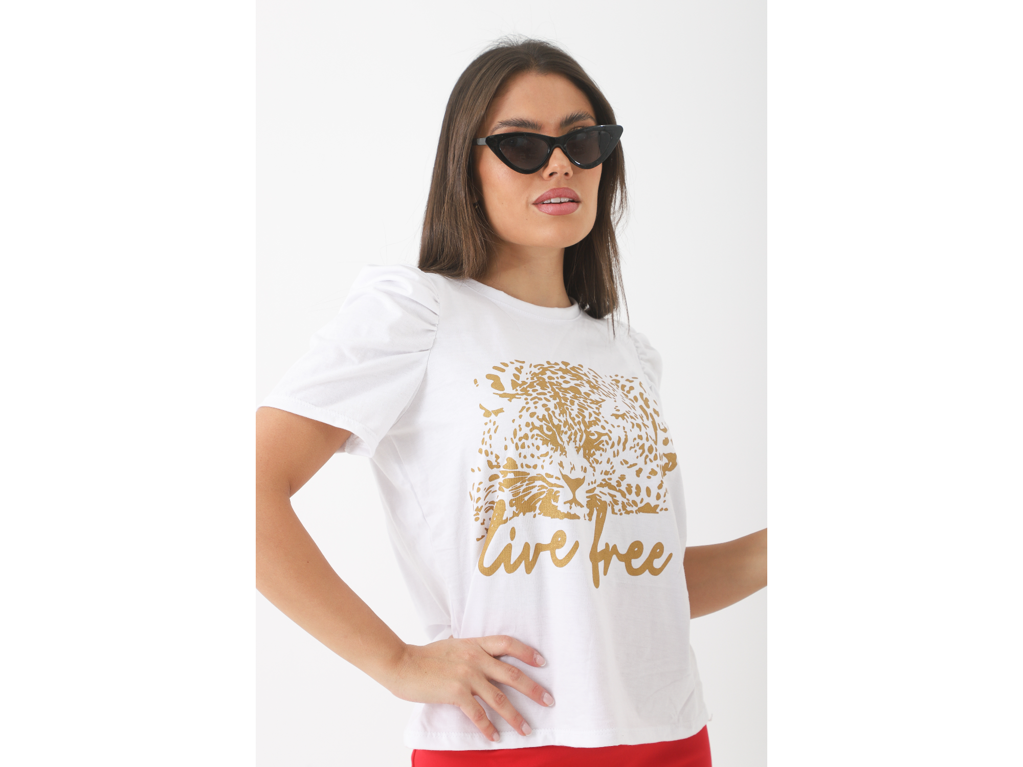 Remera Manga princesa live free cursiva Art 101796