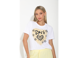 Remera Rock corazón print estrellas