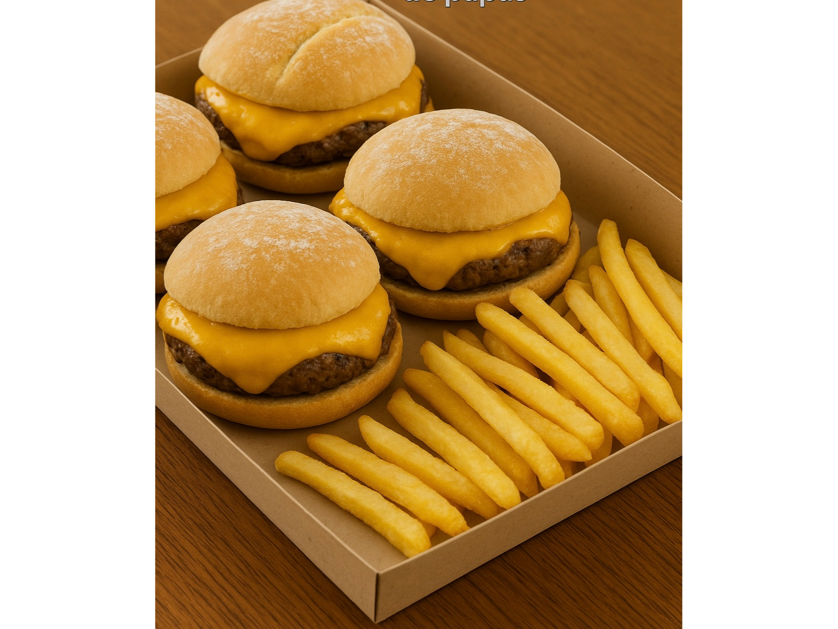 4 hamburguesas simple con papas