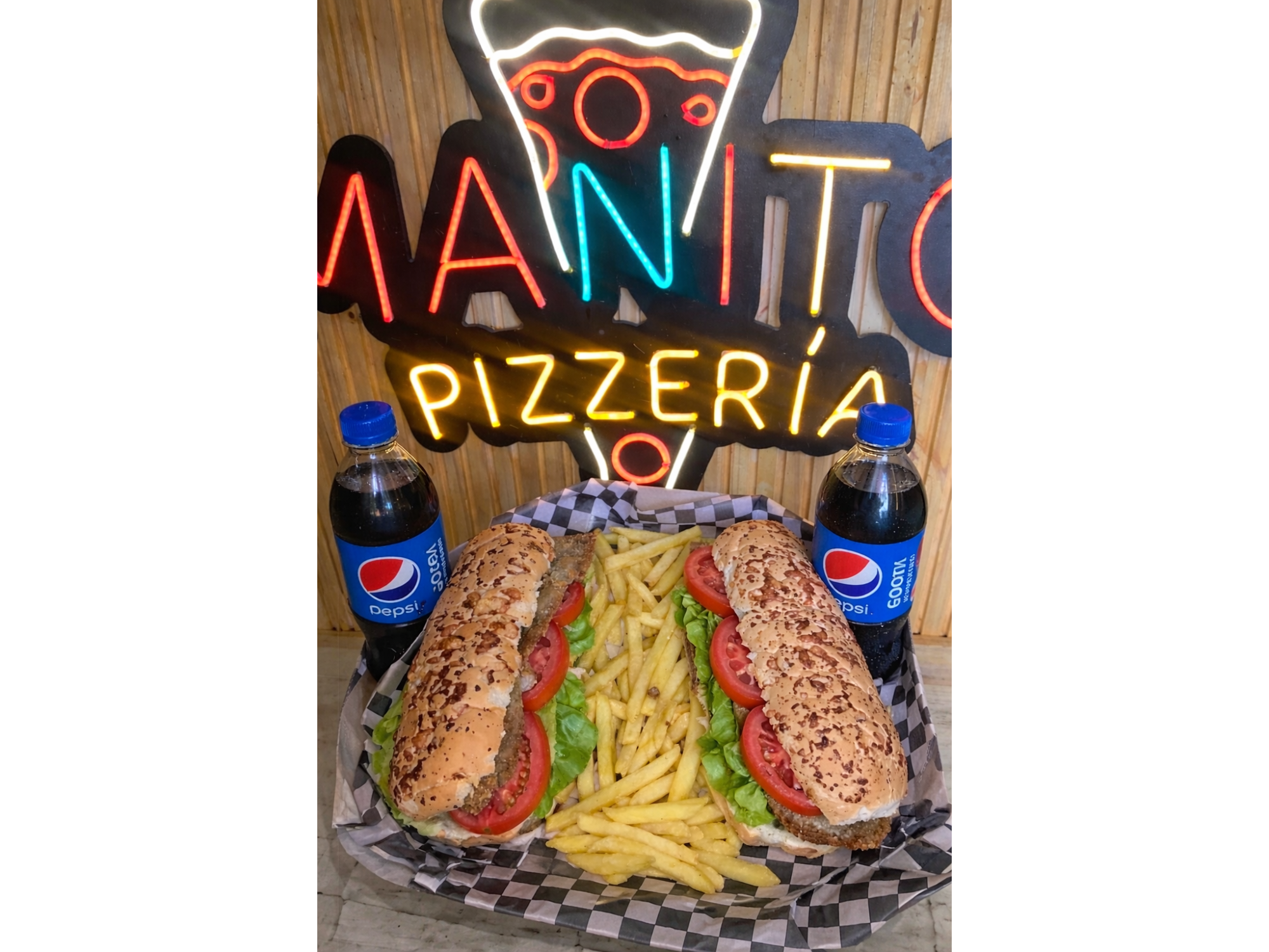 2 Sandwich SIMPLES + papas + 2 Pepsi