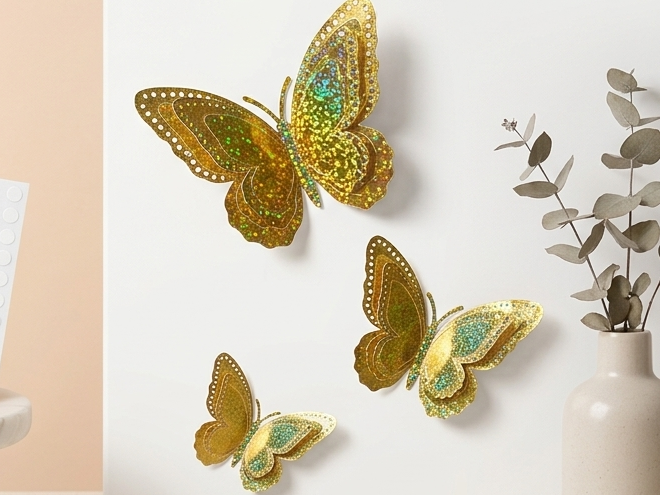 ADORNO MARIPOSA DORADA S 3D  X 12 UNIDADES