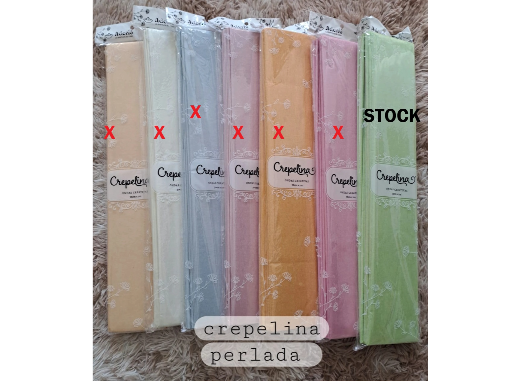 PAPEL CREPE *COLOR PERLADO * -  10 HOJAS  DE 50 x 70 cm -CREPELINA