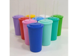 VASO PLASTICO N1 C/TAPA Y SORBETE TRANSPARENTE DESCARTABLE 275 CC.