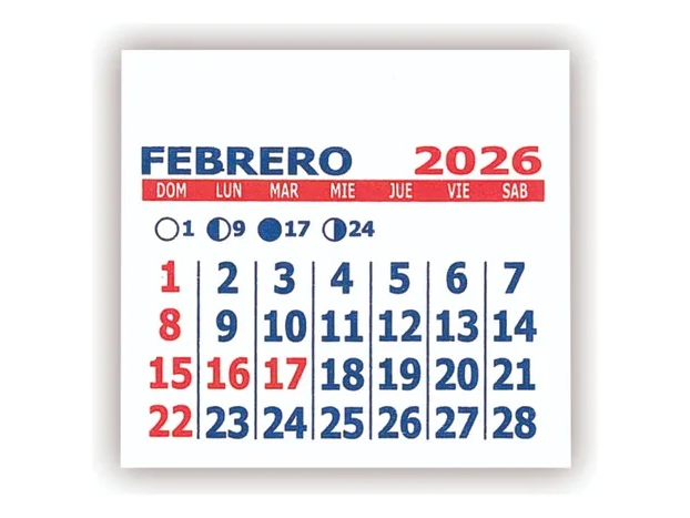 ALMANAQUES CHICOS CALENDARIO 2026 MIGNON 5 CM. X 5,5 CM. - 50 UNIDADES