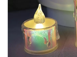 VELA CON LUZ CRISTAL BAJA 5 CM TORNASOLADA