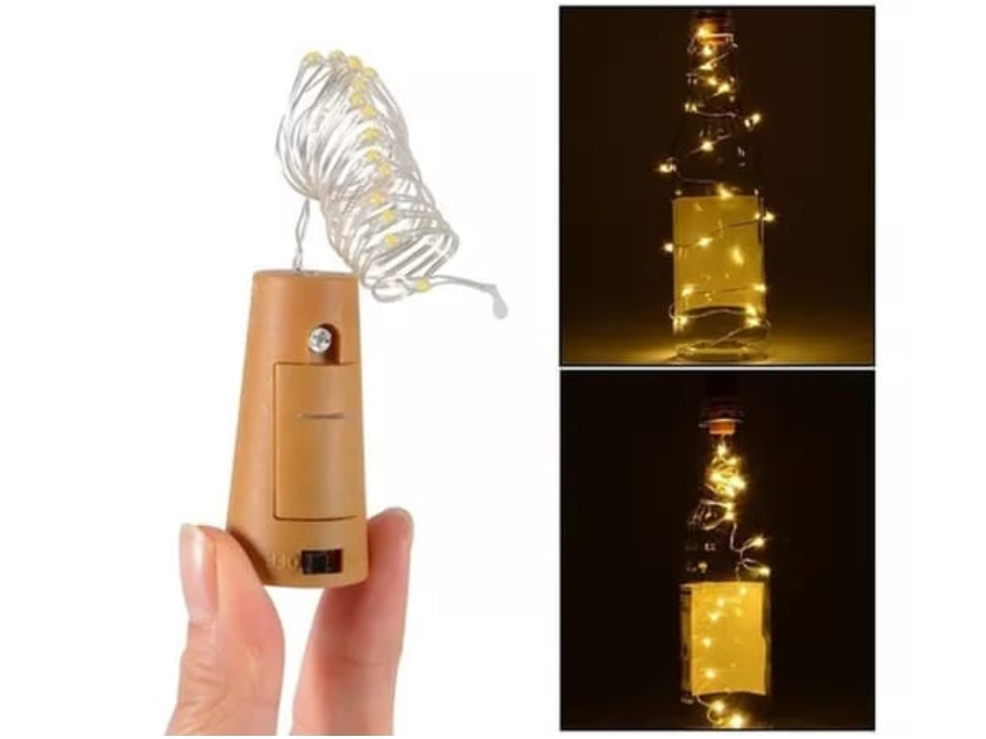 GUIRNALDA BLANCA CALIDA  MICROLED ALAMBRE CORCHO 20 LUCES 2 M