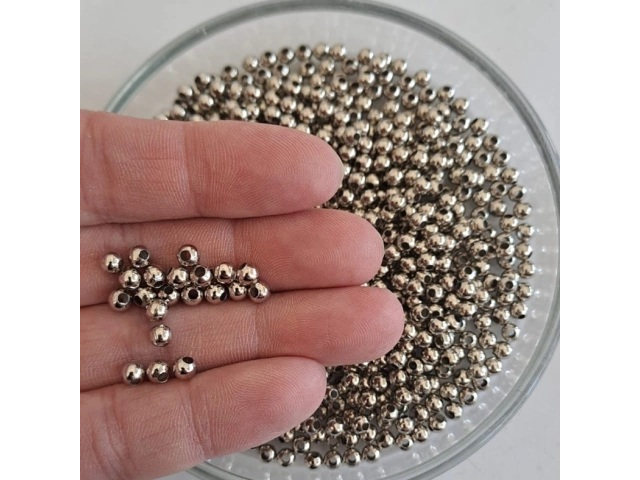 PERLITAS DE METAL 3MM PASANTE PLATEADA