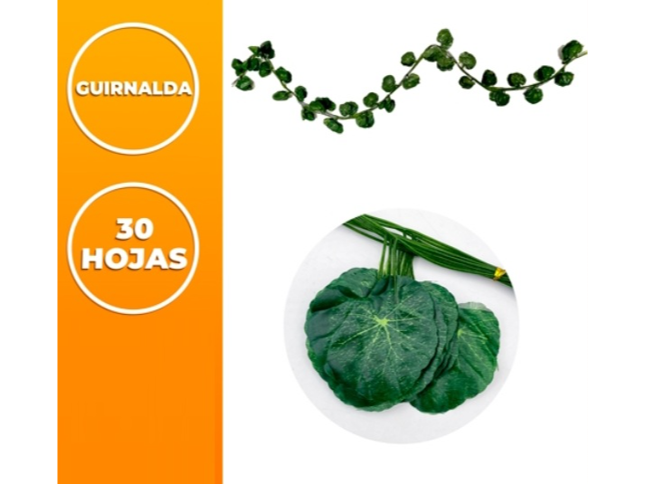 GUIRNALDAS HOJAS  ARTIFICIAL  30 HOJAS 2.30 MTS ( 3 RAMAS )