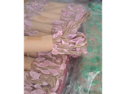 HILO SISAL / TIPO YUTE CON HOJAS ROSAS IMPORTADO X 3 METROS