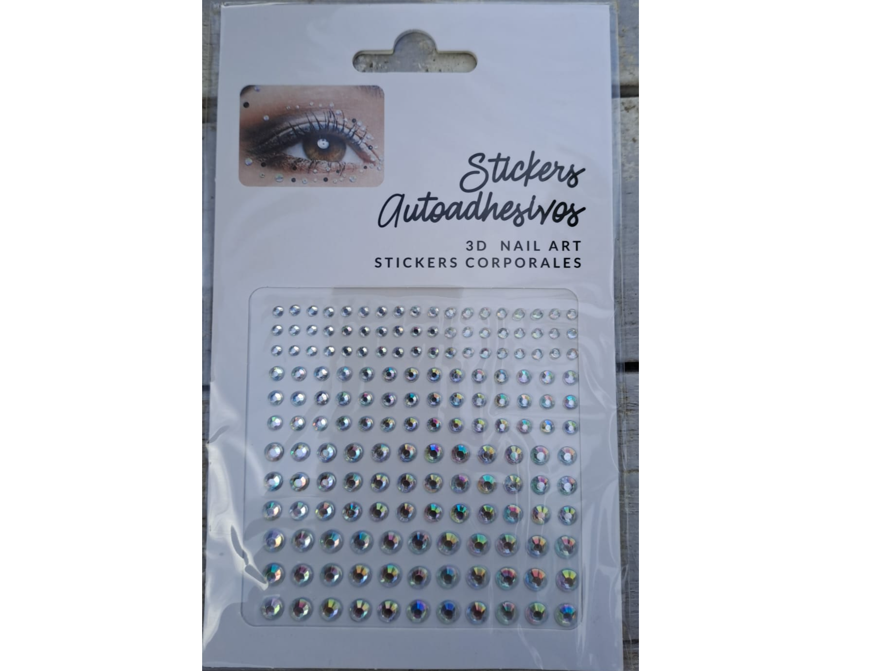 BLISTER DE CRISTALES (STRASS) AUTOADHESIVOS EN DEGRADE: 2MM/ 3MM/ 4MM. (132 GEMAS)