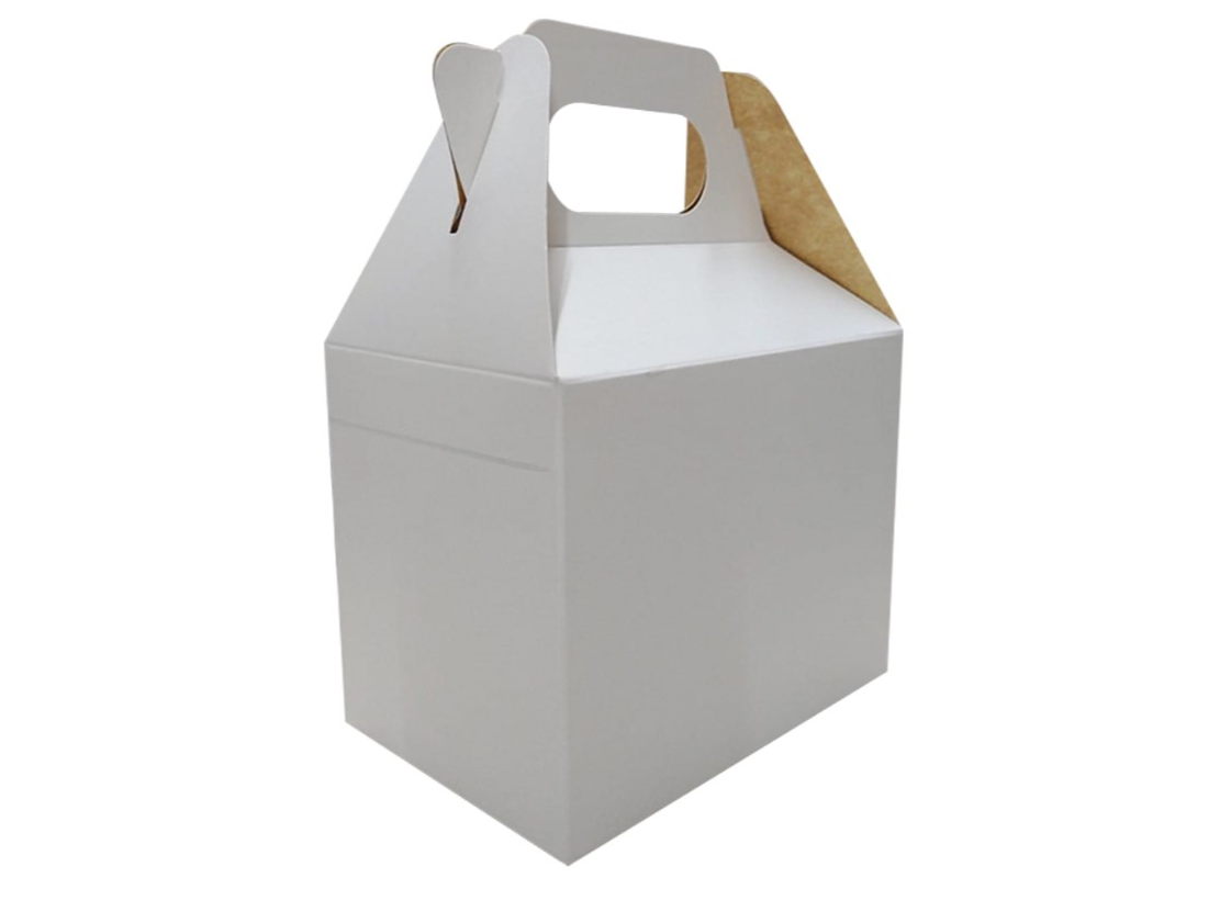 CAJA CARTÓN TIPO CAJITA FELIZ 13 CM. X 9 CM. X 10 CM. BLANCA