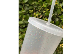 VASO GLITTERS 500CC + TAPA + SORBETE