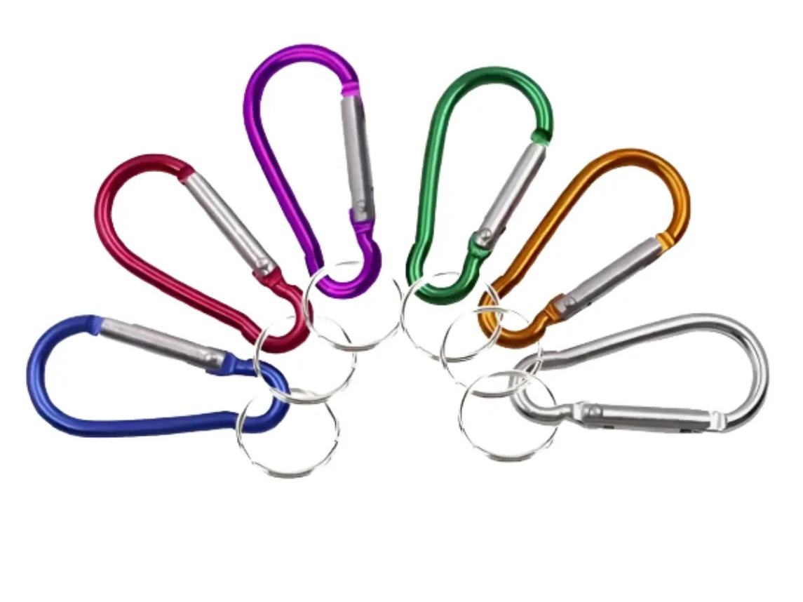MOSQUETON LLAVERO METALICO GANCHO  COLORES SURTIDOS X 1 UNIDAD