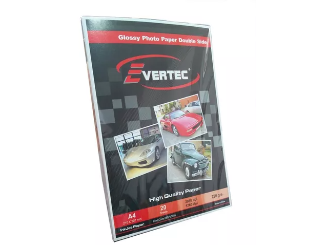 220 GR. DOBLE FAZ PAPEL  FOTOGRAFICO A4 PHT GLOSSY EVERTEC