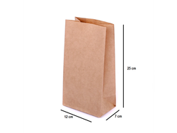 50 BOLSAS PAPEL KRAFT 12 X25 X 7,5 cm LISAS CON FUELLE