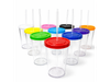VASO ACRILICO CRISTAL N1 - 350CC CON TAPA COLOR Y SORBETE TRANSPARENTE DESCARTABLE