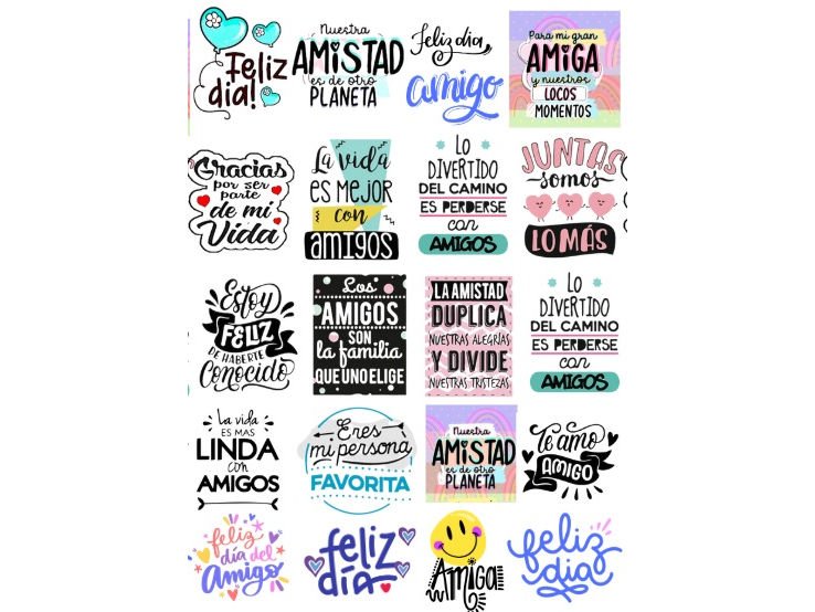 STICKERS - FRASES DIA DEL AMIGO - Resistentes