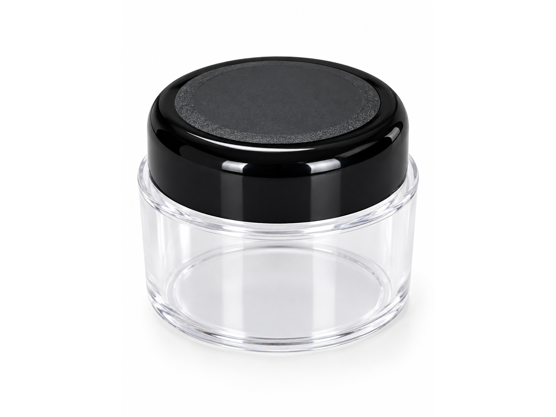 POTE PLASTICO TRANSPARENTE PARA CREMA CON TAPA A ROSCA NEGRA 100G