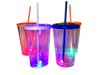 VASO ACRILICO CRISTAL CON ***LUZZ*** LED CON TAPA Y SORBETE DE COLOR