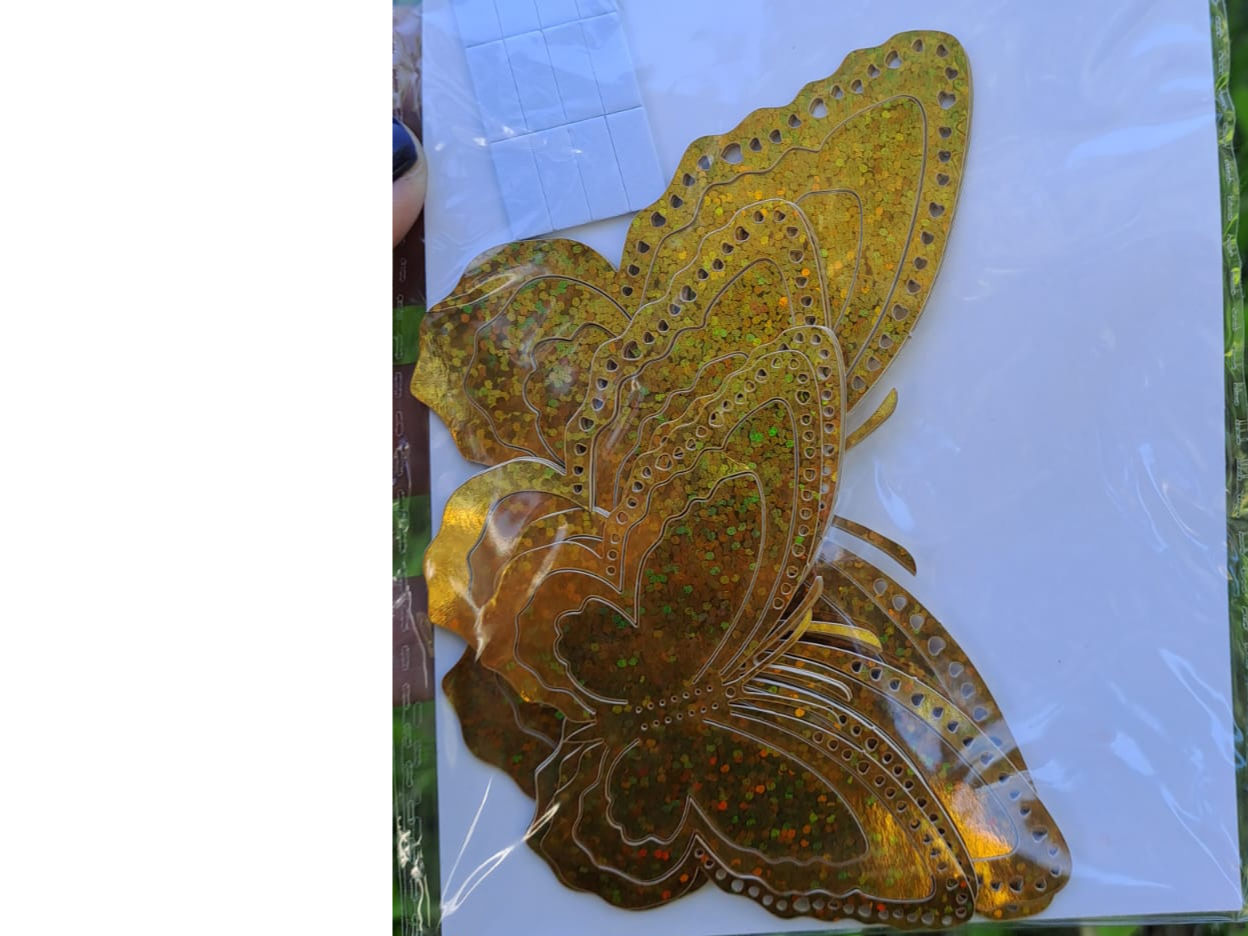 ADORNO MARIPOSA DORADA S 3D  X 12 UNIDADES