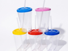 VASO ACRILICO CRISTAL N2 CON TAPA COLOR Y SORBETE TRANSPARENTE DESCARTABLE 475 CC.