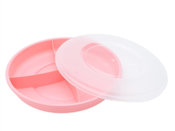 LUNCHERA PLASTICA CONTENEDOR REDONDO CON 3 DIVISIONES 24.6 cm de diametro