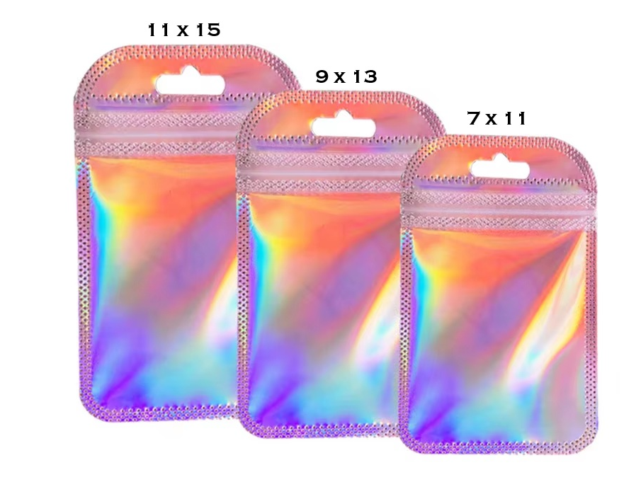 BOLSA **ROSA** HOLOGRAFICASCIERRE HERMETICO