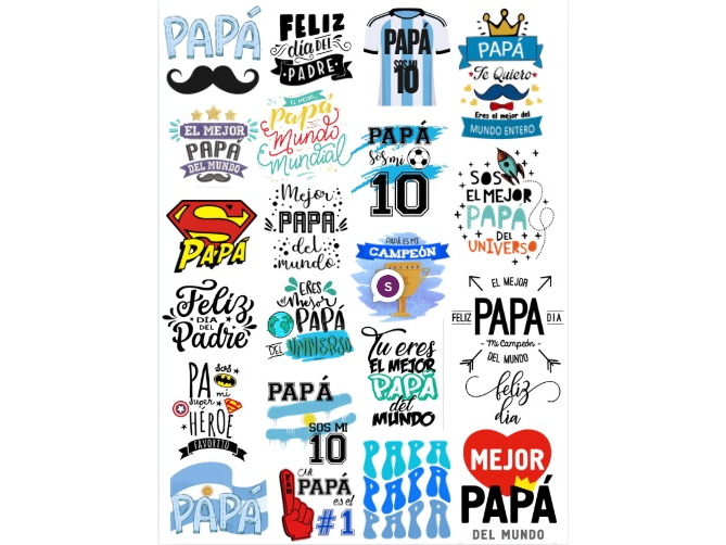 STICKERS - PAPÁ FELIZ DIA  -  Resistentes