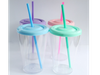 VASO ACRILICO CRISTAL CON TAPA COLOR Y SORBETE RIGIDO A TONO REUTILIZABLE 475 CC.