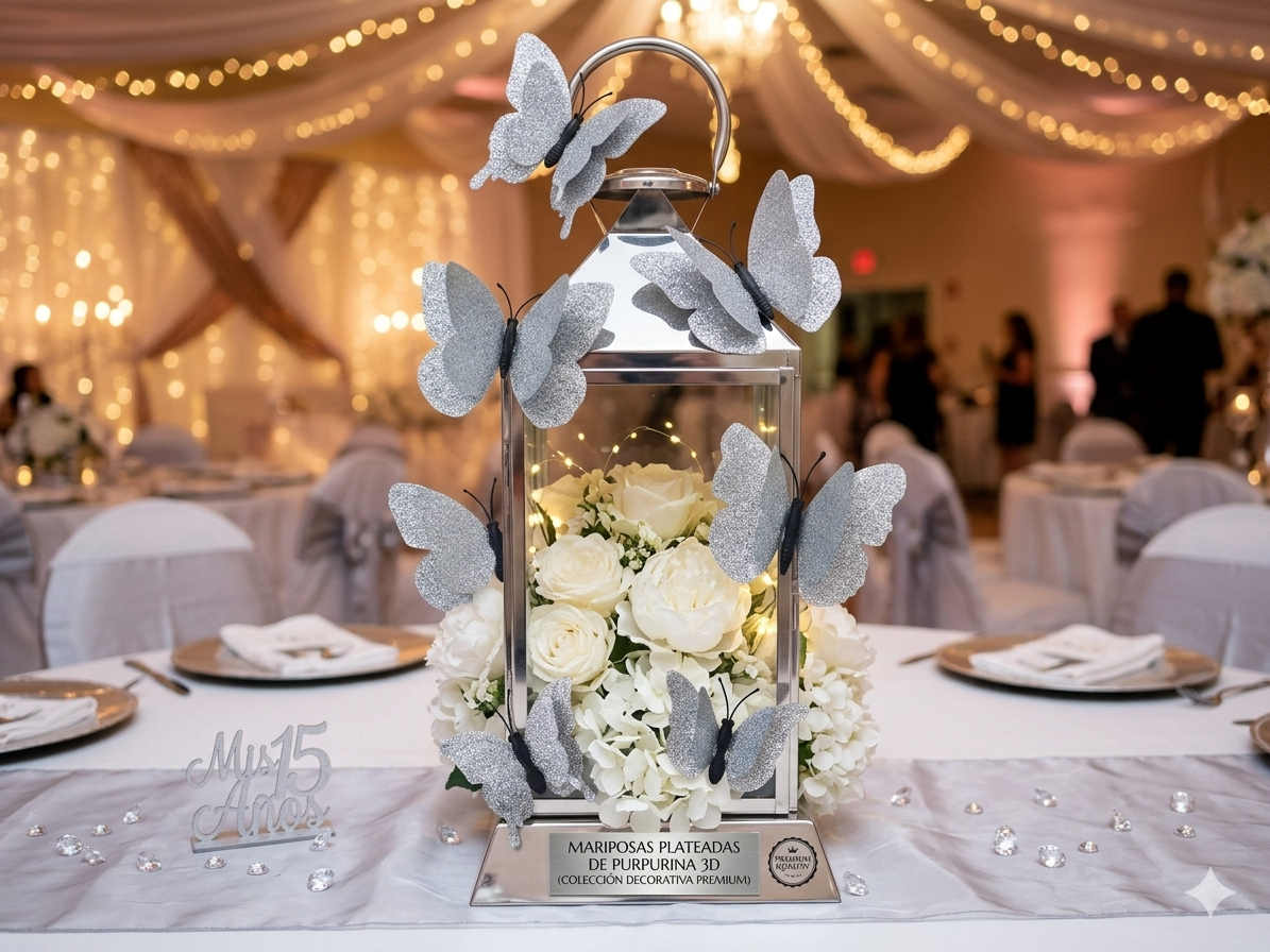 MARIPOSA PLATEADA   6 UNIDADES  GIBREADA c/ iman