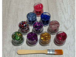 KIT DE 10 GLITTER EN GEL MEDIANO + PINCELETA
