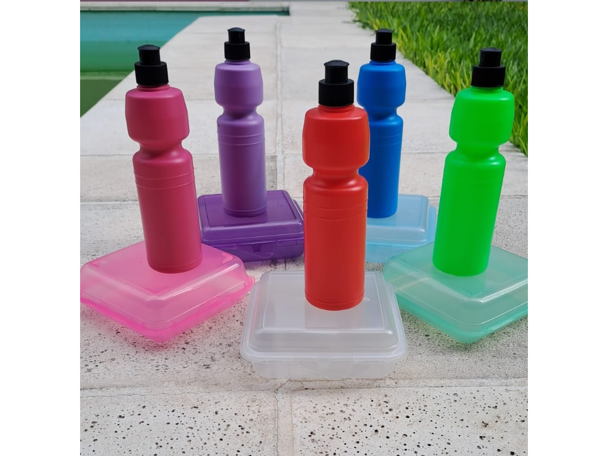 KIT BOTELLA DEPORTIVA FIT 500 CC. + LUNCHERA CUADRADA