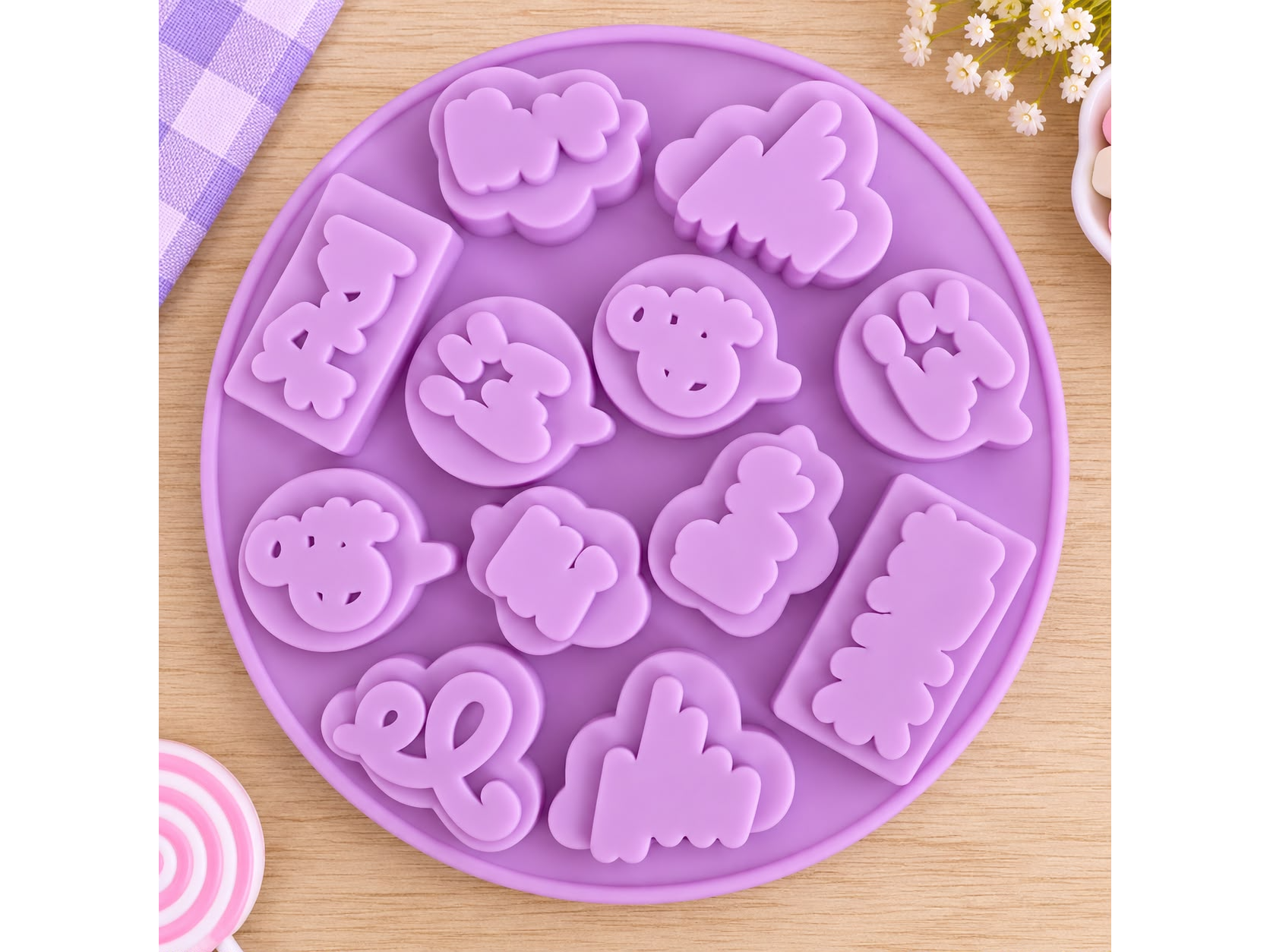 MOLDE SILICONA MINI FIGURAS BOMBONES SIMBOLOS